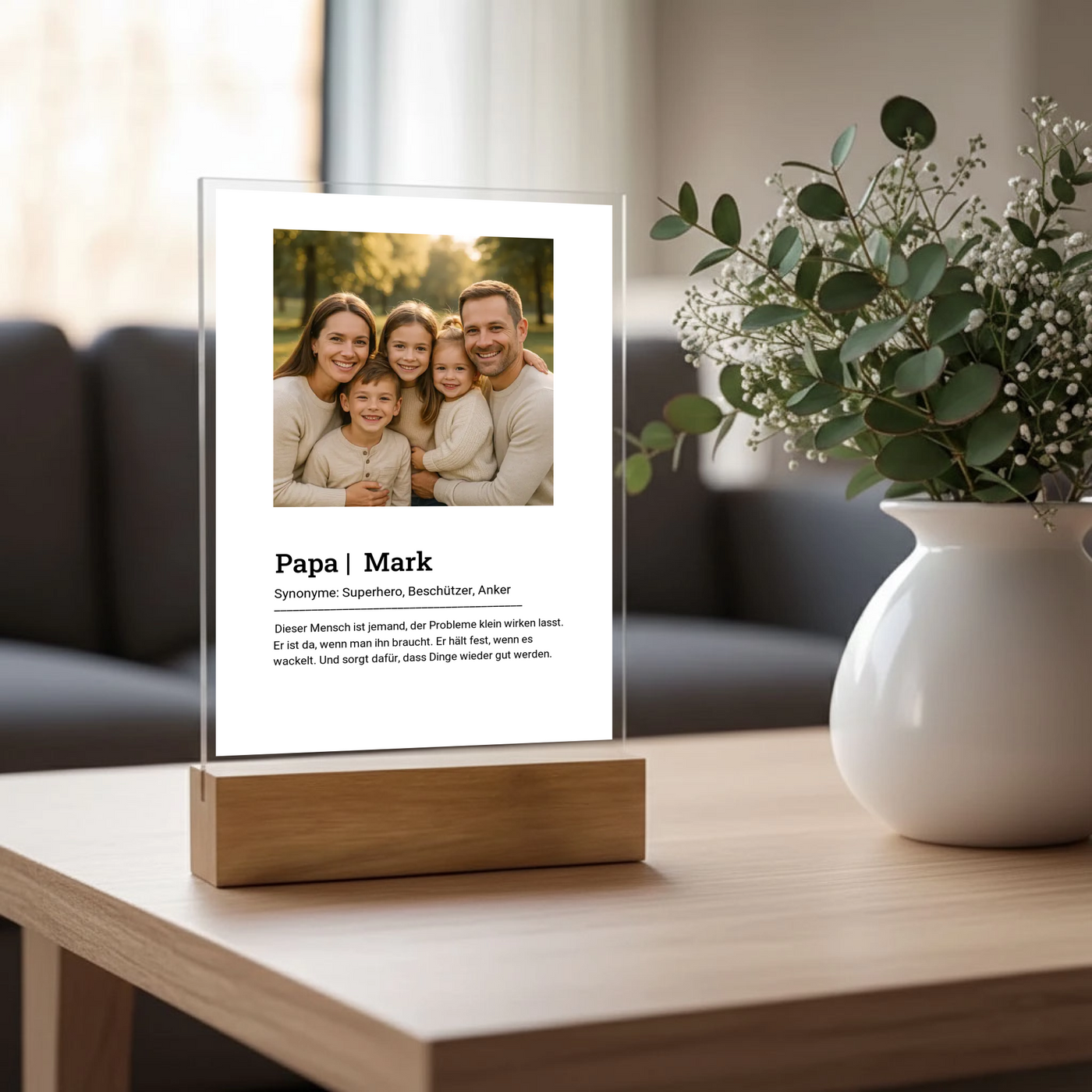 Acryl-Glas "Papa Definition" mit Foto