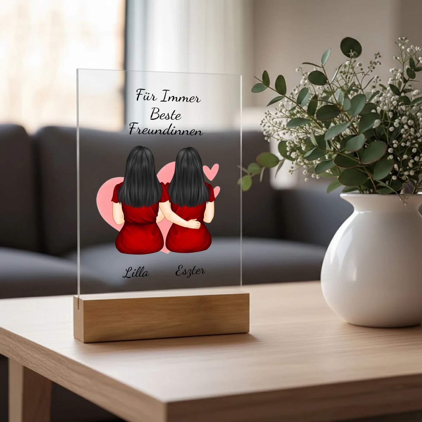Acryltafel "Beste Freundinnen" mit Namen