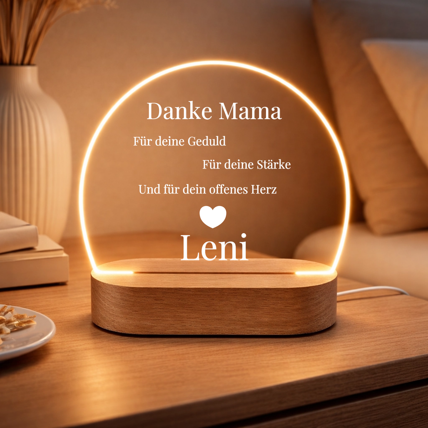 Nachtlicht Mama "Danke" aus Acryl mit LED