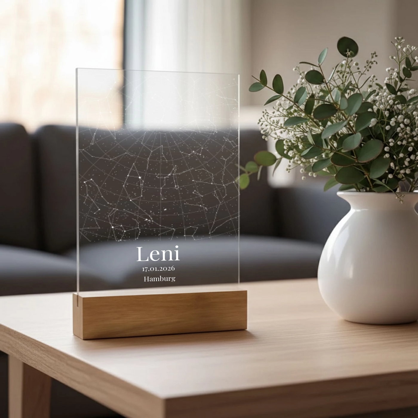 Acryltafel "Sternenhimmel" mit Name, Datum & Ort