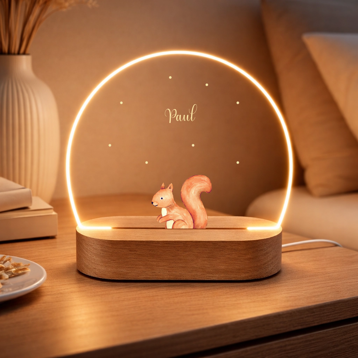 Personalisiertes Nachtlicht für Kinder "Aquarell Tiere" mit LED