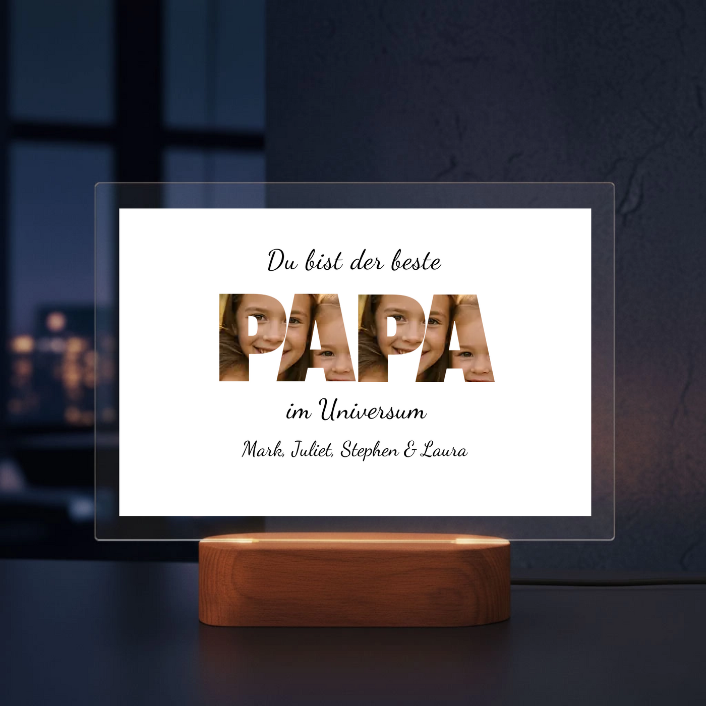 Acryl-Glas "Papa Wort" mit 2 Fotos