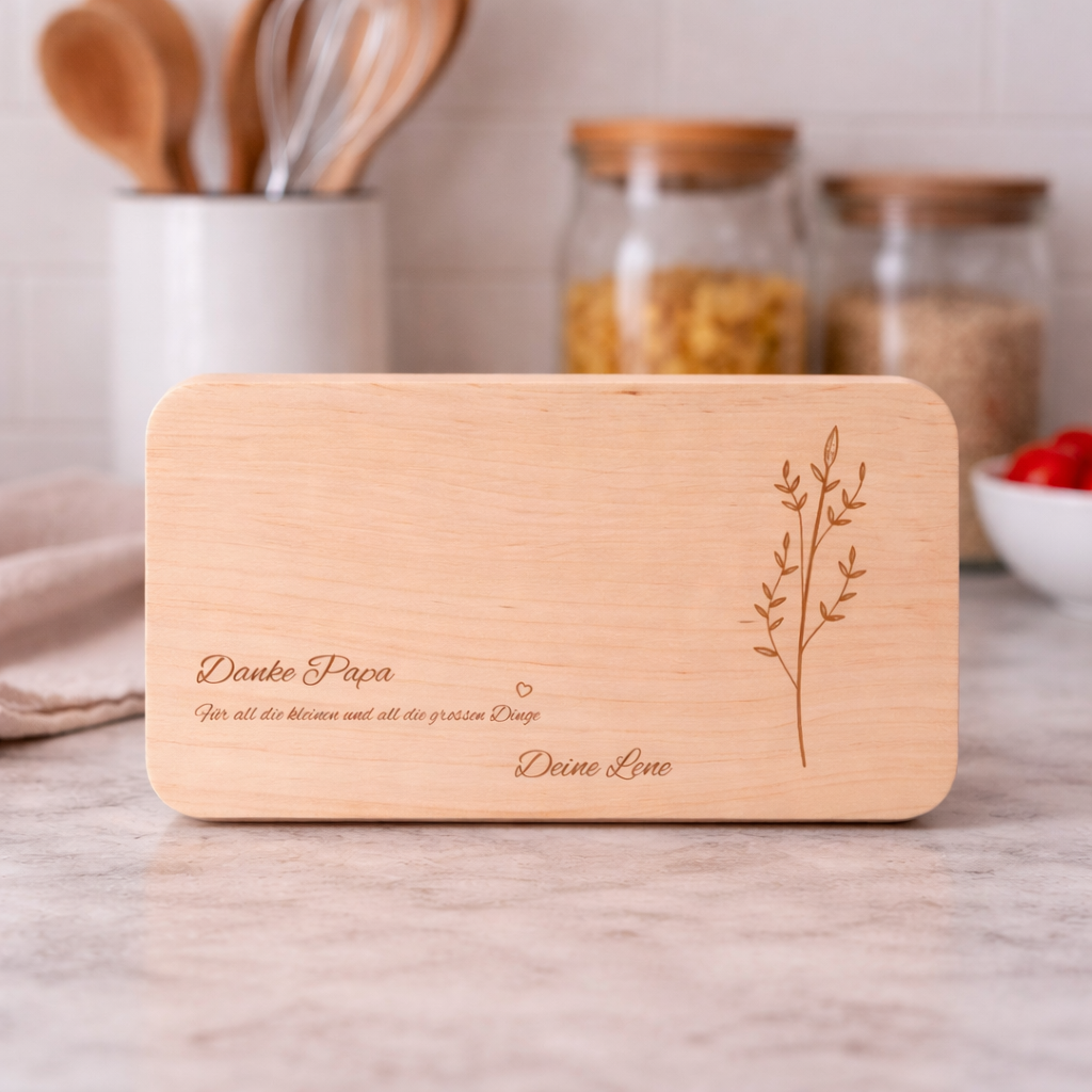 Holz-Frühstücksbrett "Danke Papa" mit Gravur