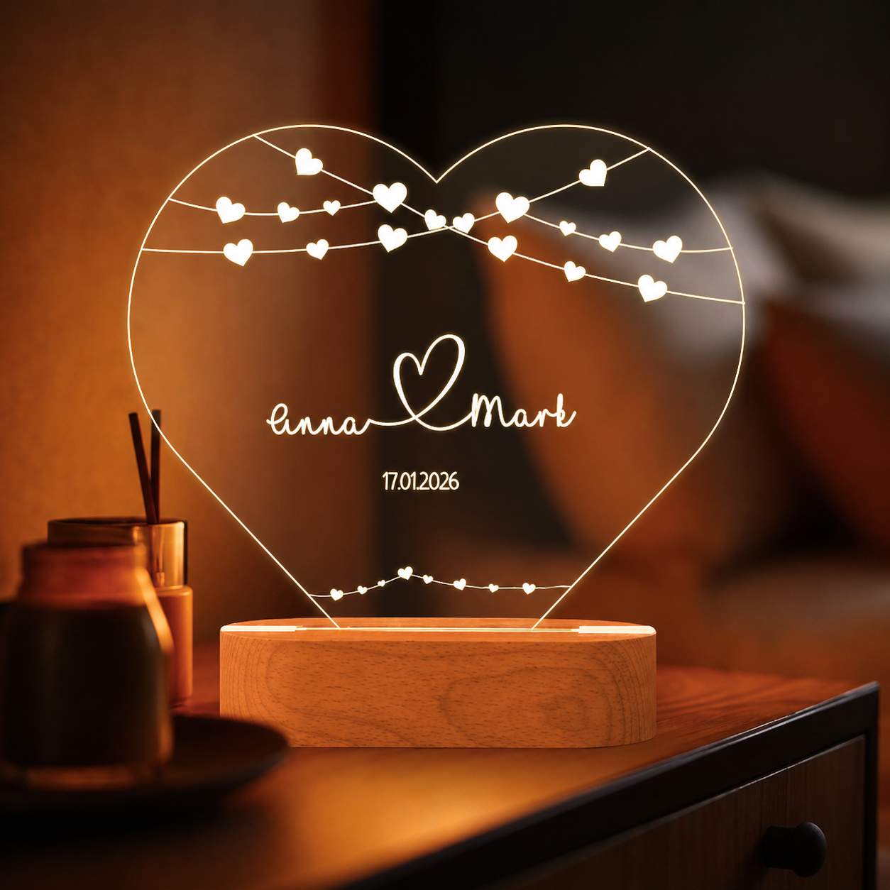 Herz Acryl-Licht "Heart" mit Namen & Datum
